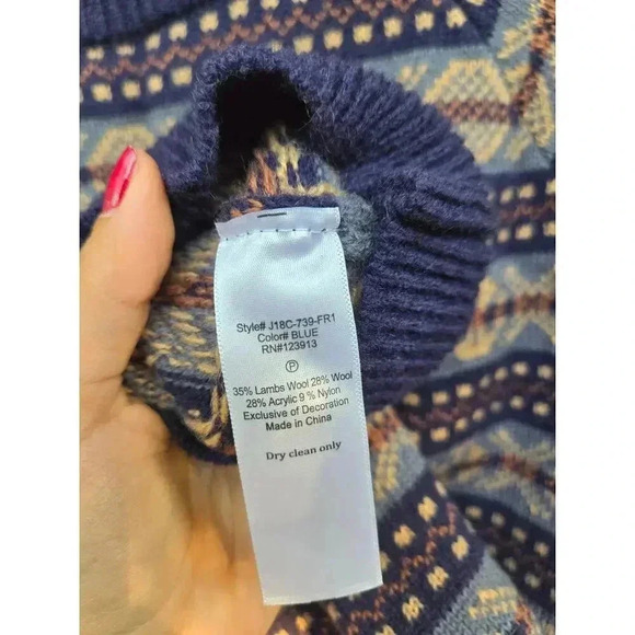 Jachs New York Fair Isle Crewneck Sweater Size L - Picture 5 of 6
